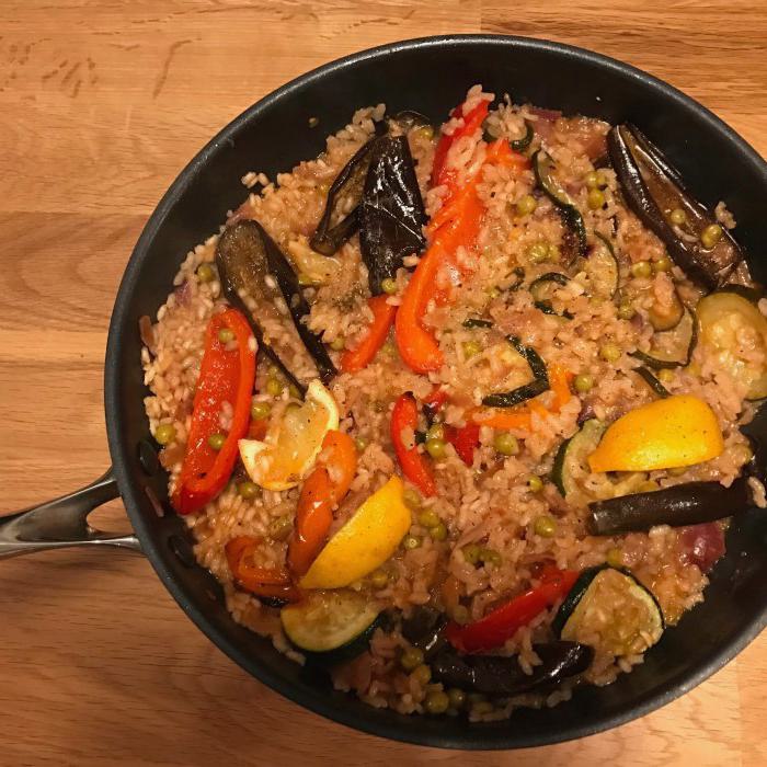 Roast fennel and aubergine paella
