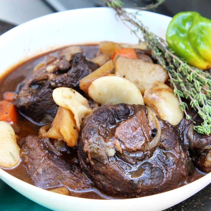 Oxtail with broad beans