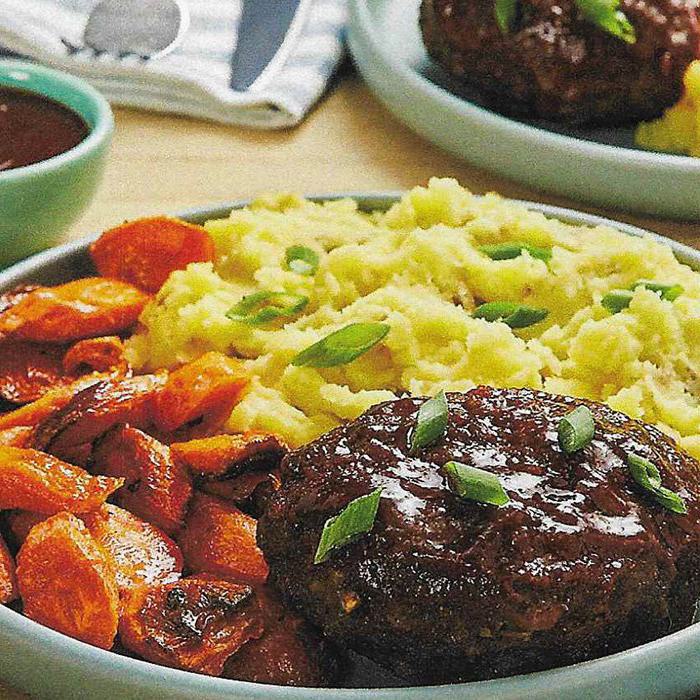 Soy-Glazed Meatloaves with Wasabi Mashed Potatoes & Roasted Carrots